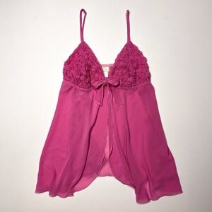 LA Intimates Vintage Babydoll Pink Lingerie Nightie Rosette